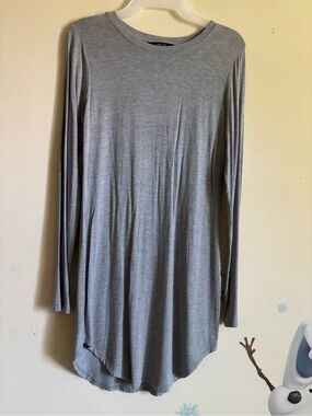 Forever 21 stretchy grey long sleeve tunic dress with curved hem, 16” pit to pit